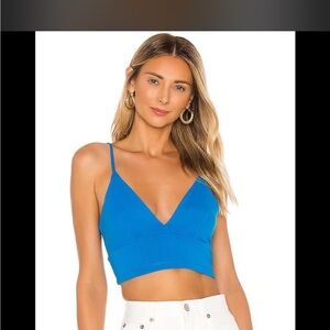 Susana Monaco Vibrant Blue V-Neck Crop Top